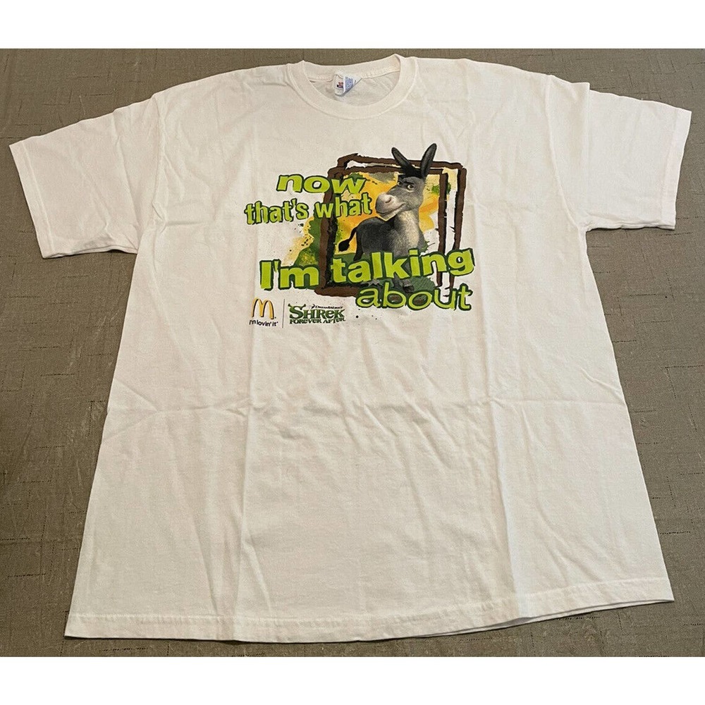 Vintage McDonalds Dreamworks Shrek Forever After Promo T-Shirt Donkey Size XL